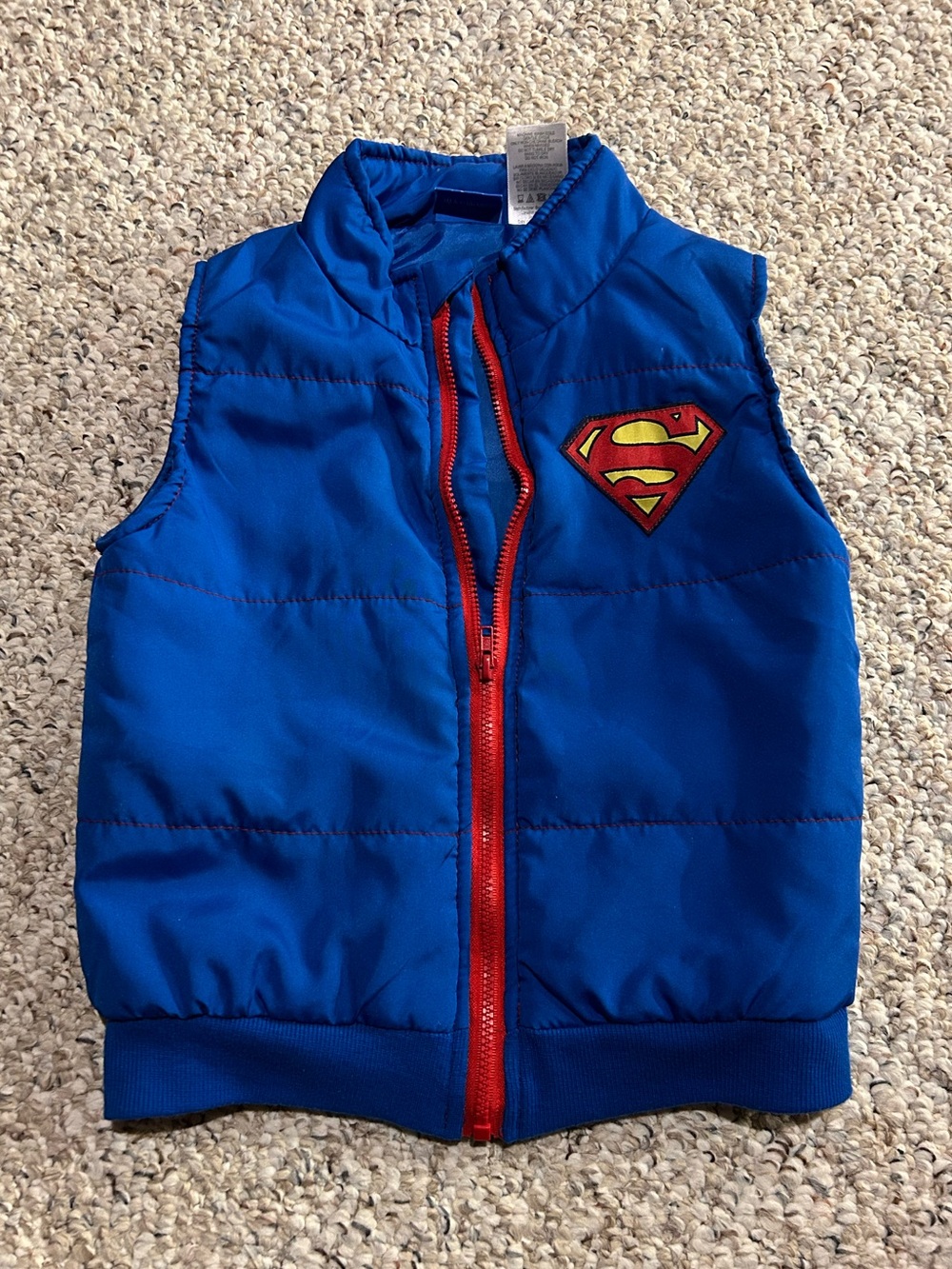 Kids Blue Superman Zip Up Vest - Size 3-4 Measurements in description